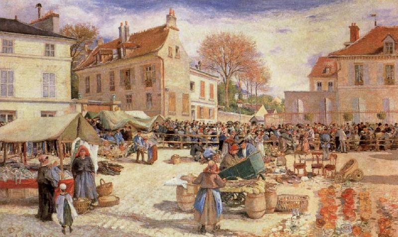 Ludovic Piette The Market Outside Pontoise Town hall China oil painting art